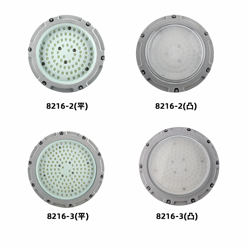 SZFD 8216防爆LED灯8216-2与8216-3平玻璃、凸玻璃四种配置组合图