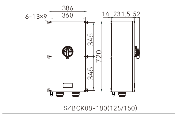 SZBCK08 304不锈钢防爆负荷隔离开关 SZBCK08-180(125/150)外形及安装尺寸