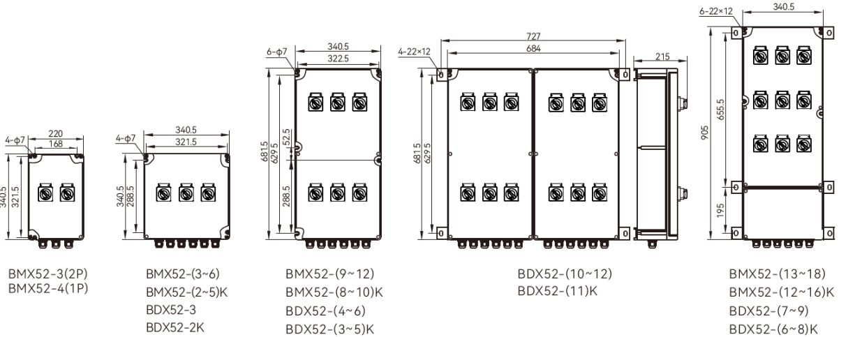 BM(D)X52-S 工程塑料防爆照明动力配电箱 BM(D)X52-S照明动力配电方案与安装尺寸